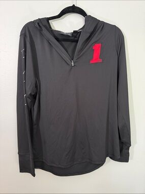 Harley-Davidson Red and Black Hooded Quarter-Zip with Red '1' Patch
